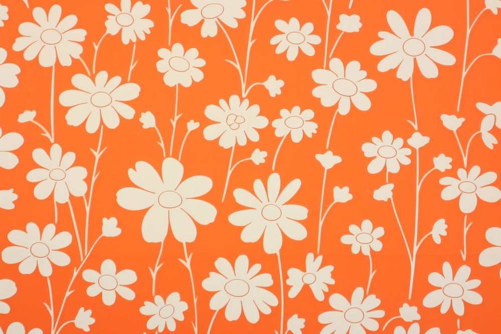 1970s vintage wallpaper white daisies | Premium Photo Illustration ...