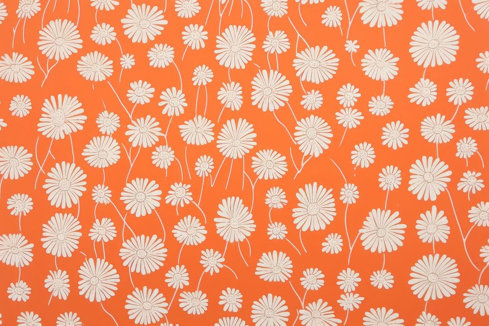 1970s vintage wallpaper white daisies | Premium Photo Illustration ...