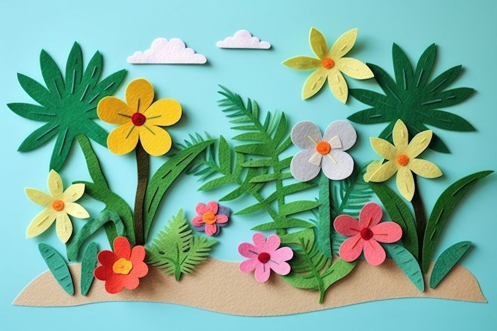 Photo of tropical plants scene art flower paper.