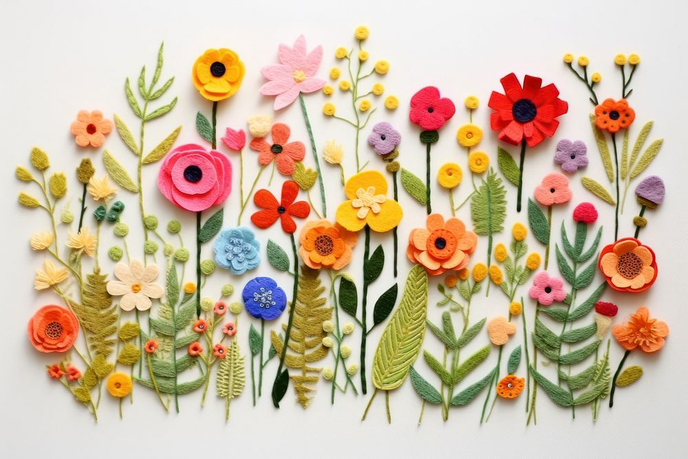 Photo of wildflower scene art embroidery pattern.