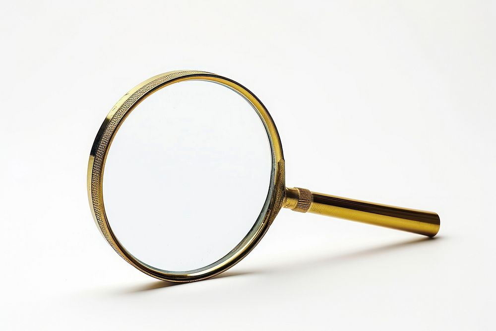 Magnifying glass magnifying white background reflection.