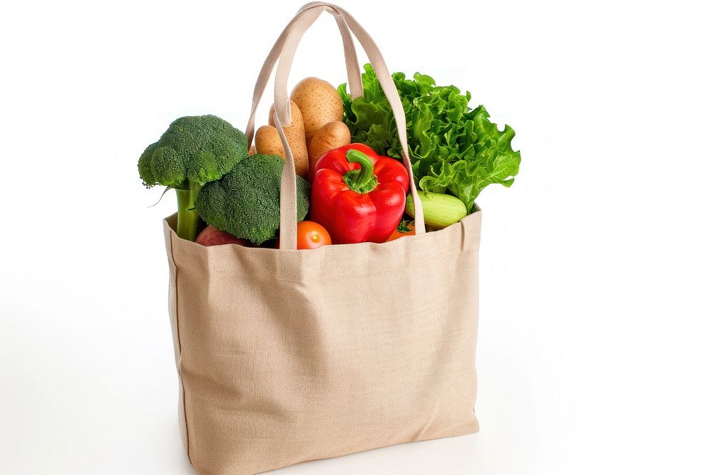 Bag full of groceries bag handbag food.