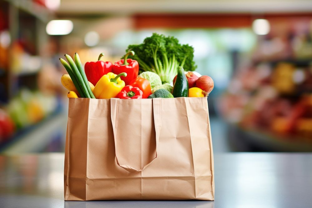 Bag full of groceries bag food consumerism.