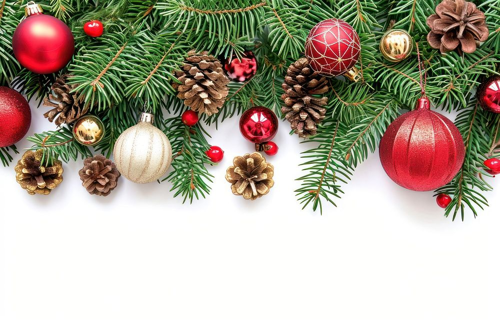 Christmas decorations with baubles christmas backgrounds plant.