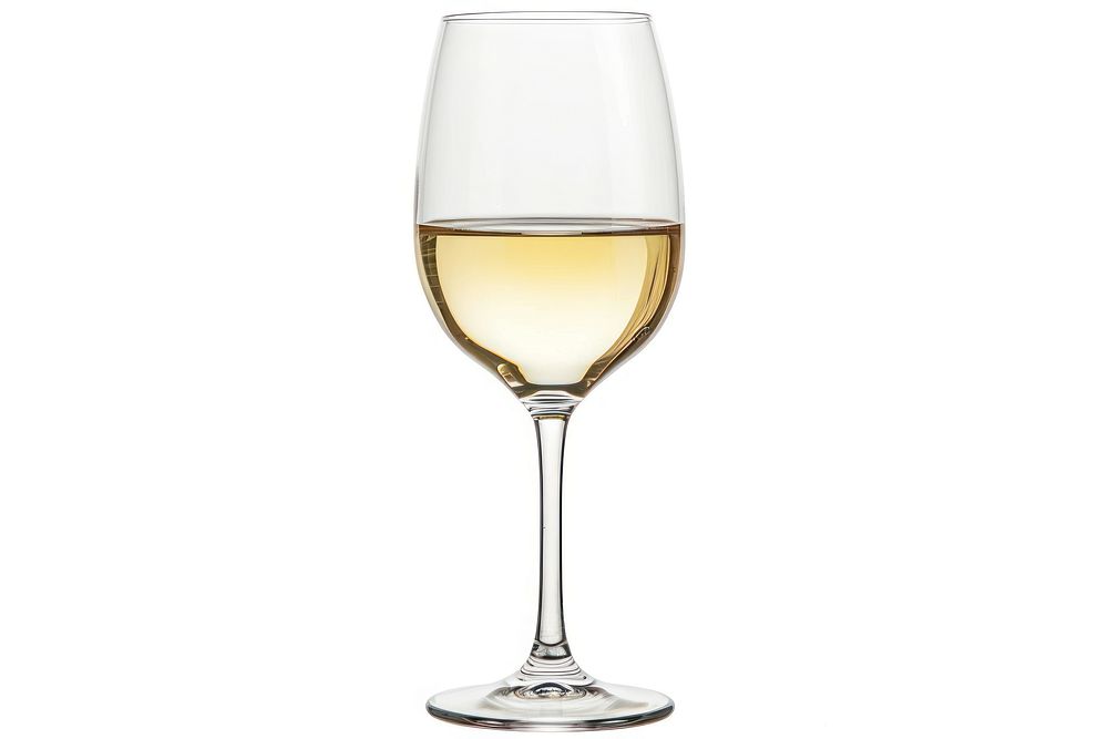 Elegant white wine glass drink white background refreshment.