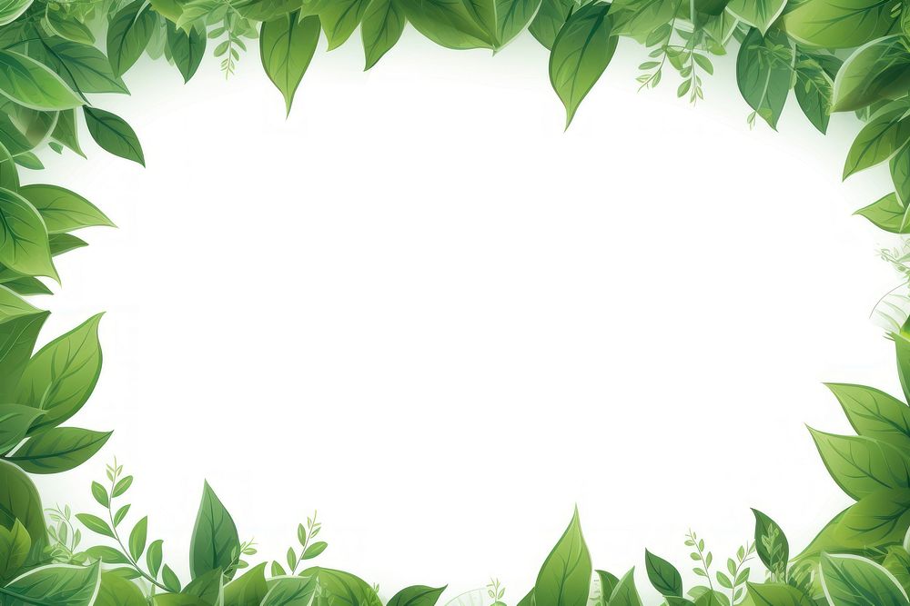 Decorative green leaves and a card border frame backgrounds plant leaf.