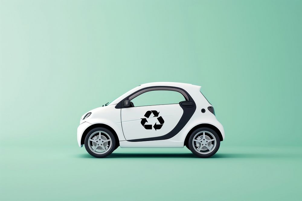EV car with recycle icon vehicle green transportation.