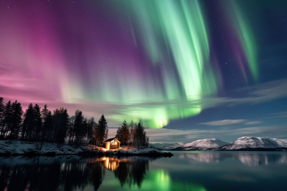  Aurora Borealis sky landscape outdoors. AI generated Image by rawpixel.