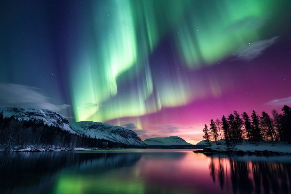  Aurora Borealis sky outdoors nature. AI generated Image by rawpixel.