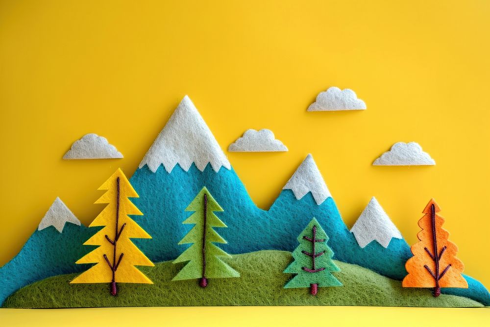 Photo of felt mountain art craft wall.