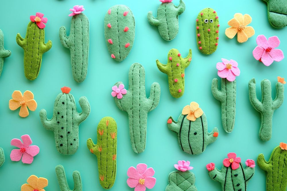 Photo of felt cactus garden backgrounds plant representation.