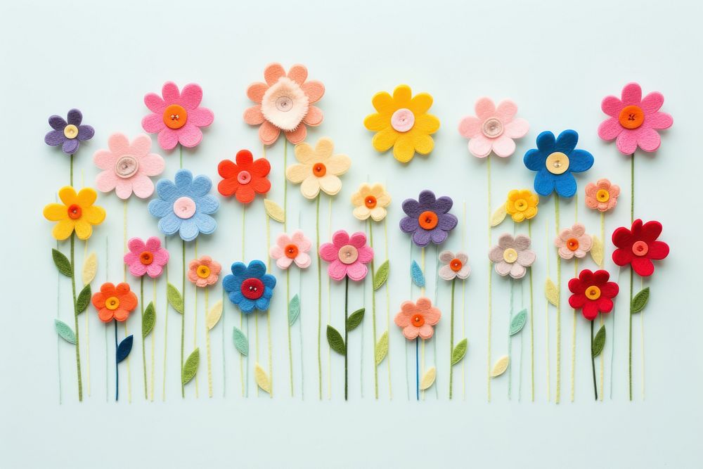 Photo of felt flower field art plant daisy.