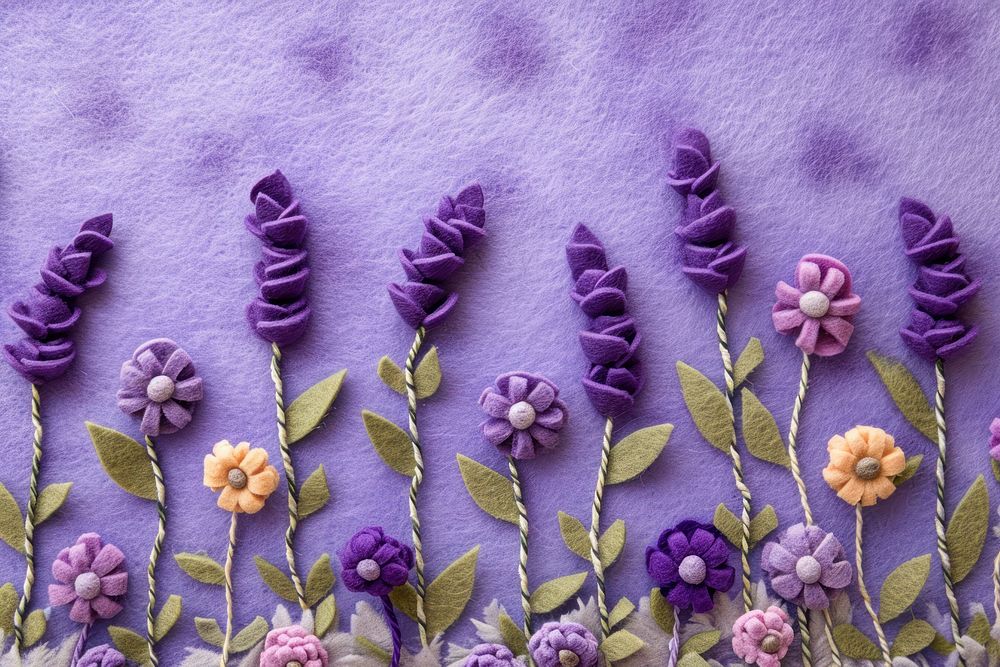 Photo of felt lavender garden backgrounds embroidery textile.