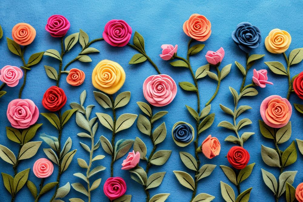 Photo of felt rose garden art backgrounds embroidery.