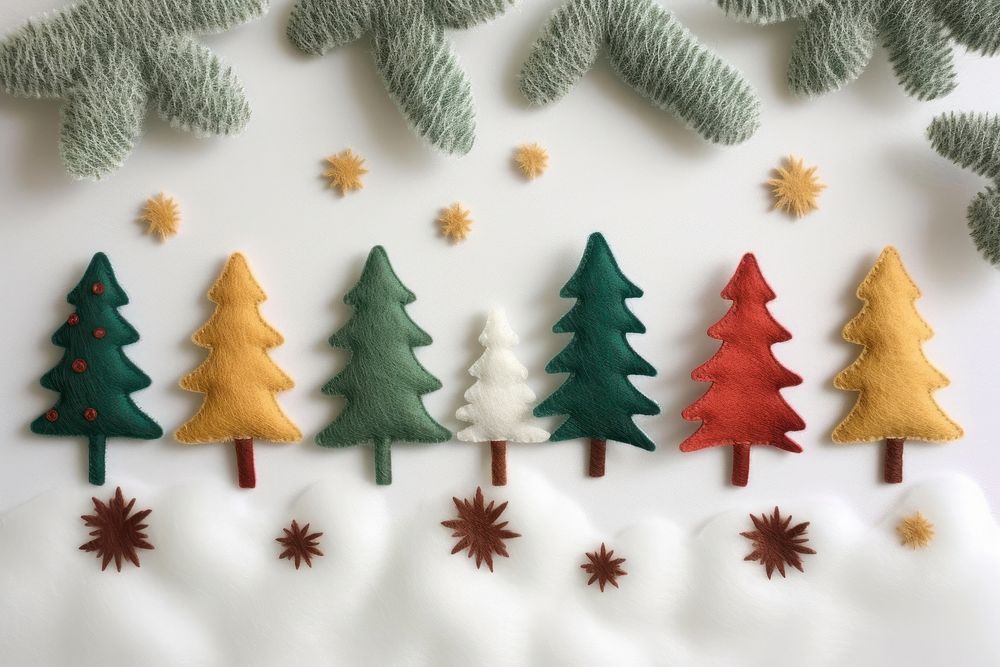 Photo of felt winter with christmas trees textile representation confectionery.