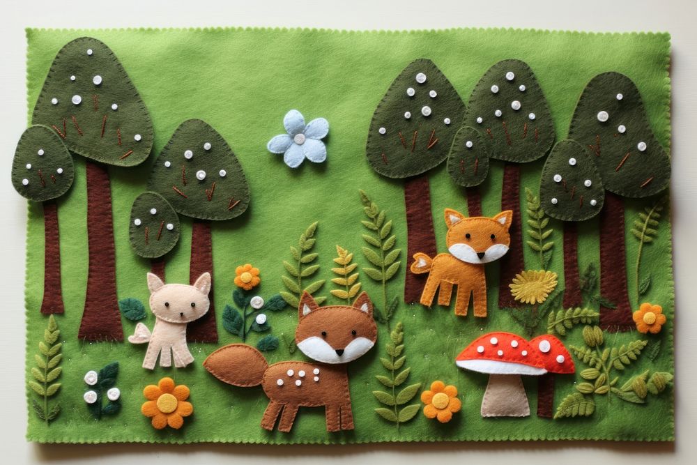 Photo of forest scene textile pattern art.