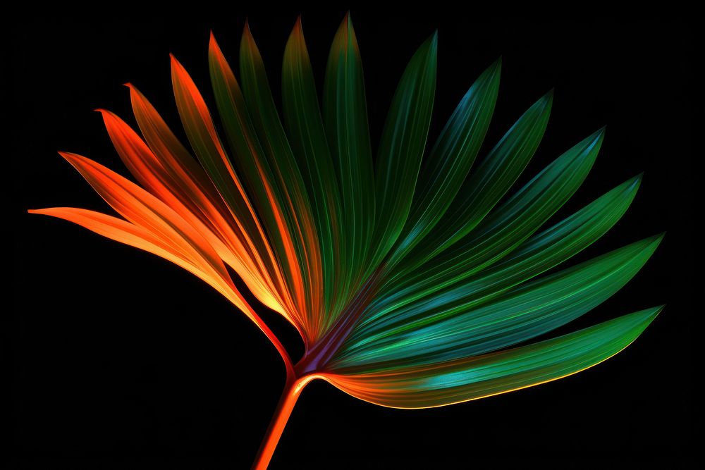 Neon of green palm leaf plant accessories fragility. AI generated Image by rawpixel.