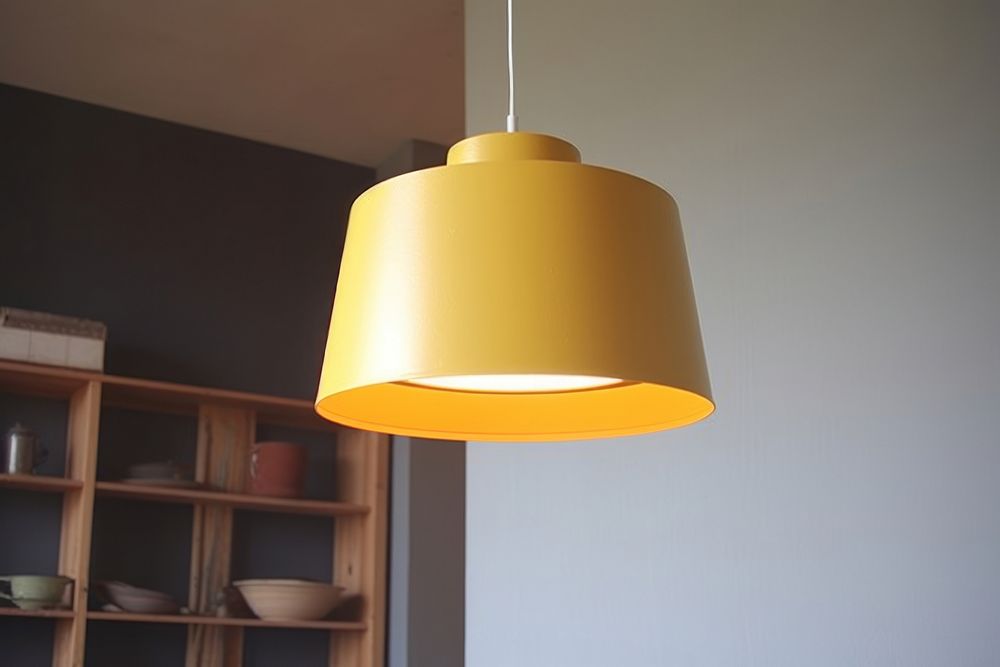 Retro mustard yellow color pendant lamp lampshade electricity chandelier.