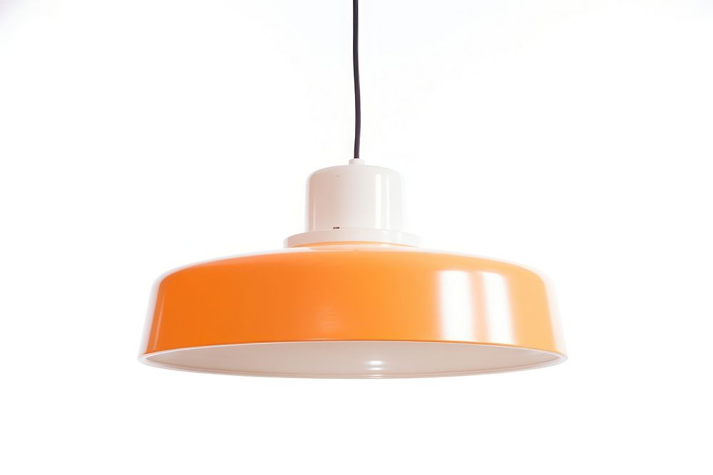 Retro orange pendant lamp lampshade white background electricity.