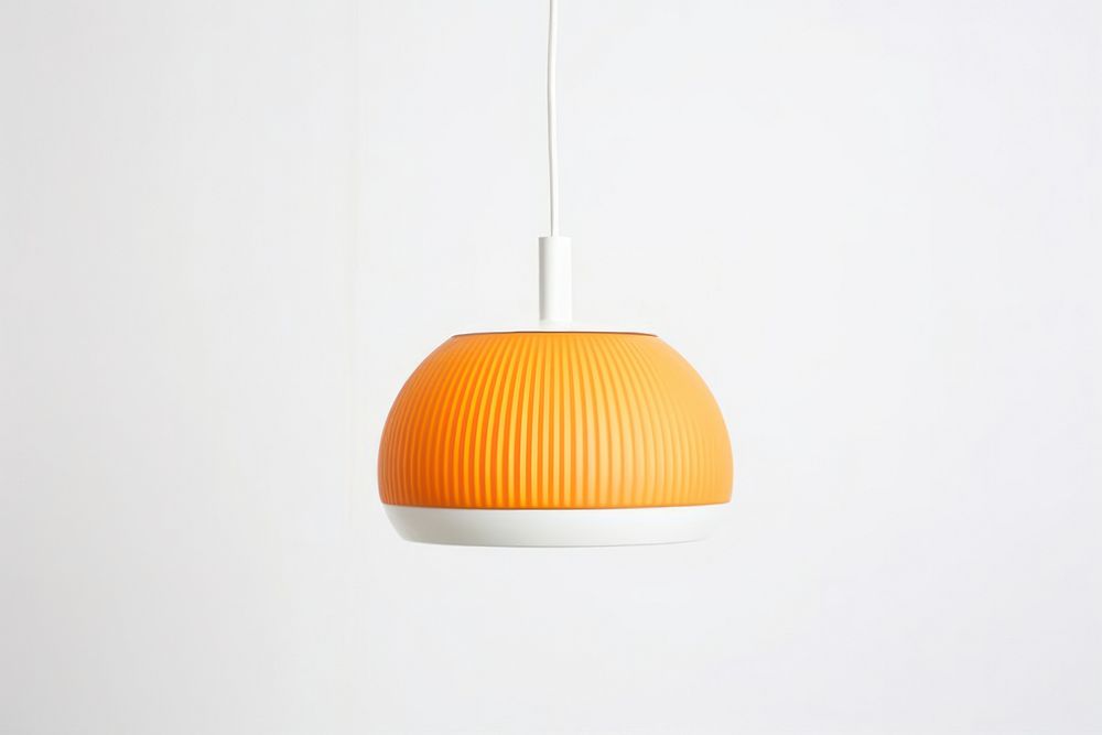 Space age orange pendant lamp lampshade electricity technology.