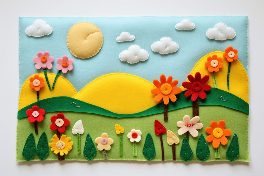 Photo of spring field scene pattern craft art.