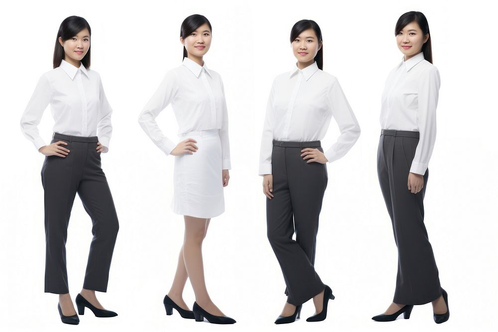 Asian women wearing white corporate uniform portrait sleeve blouse.