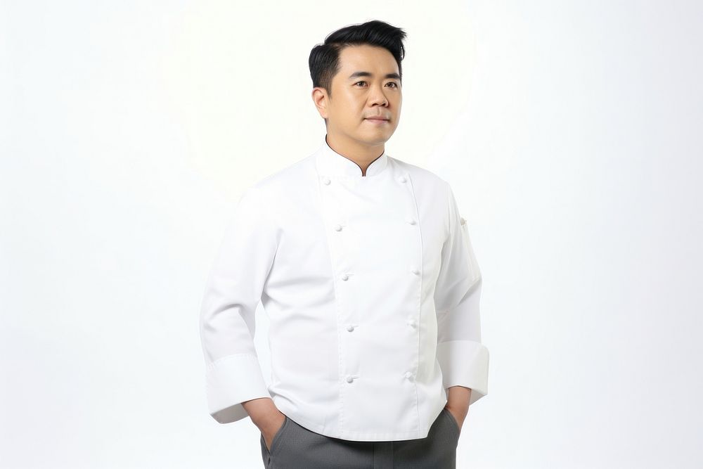 Asian men wearing white chef uniform portrait shirt adult.