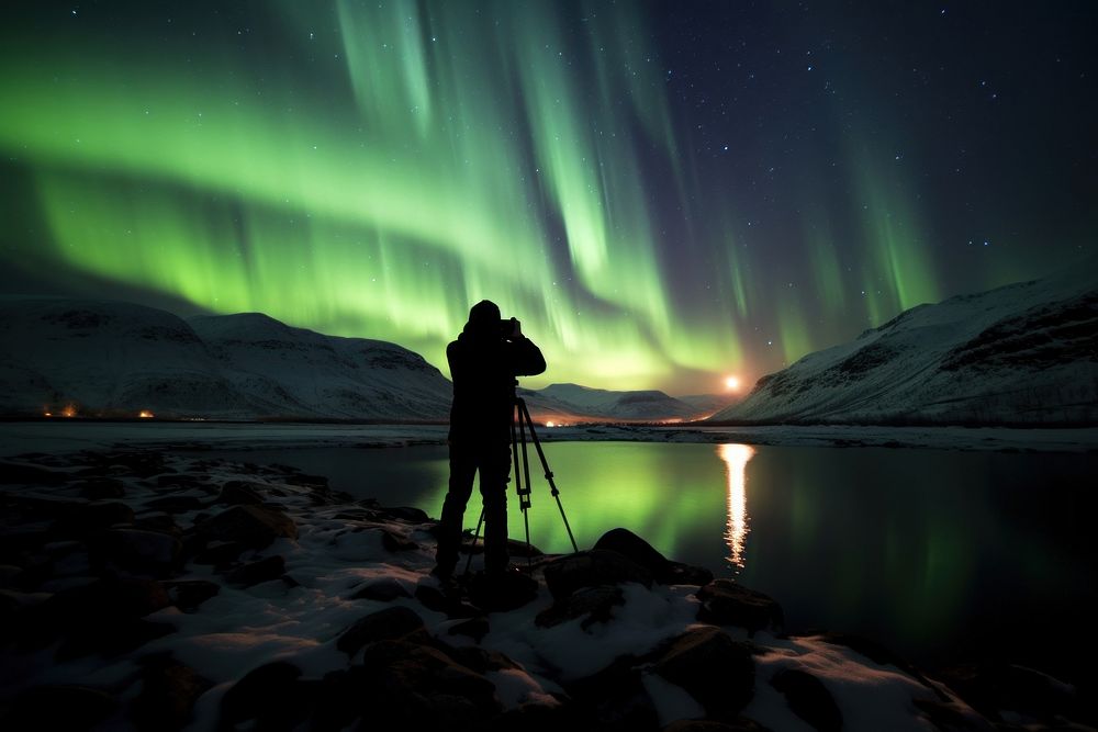 Stars northern lights photography outdoors. AI generated Image by rawpixel.