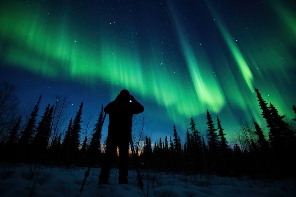  Stars northern lights photography outdoors. AI generated Image by rawpixel.