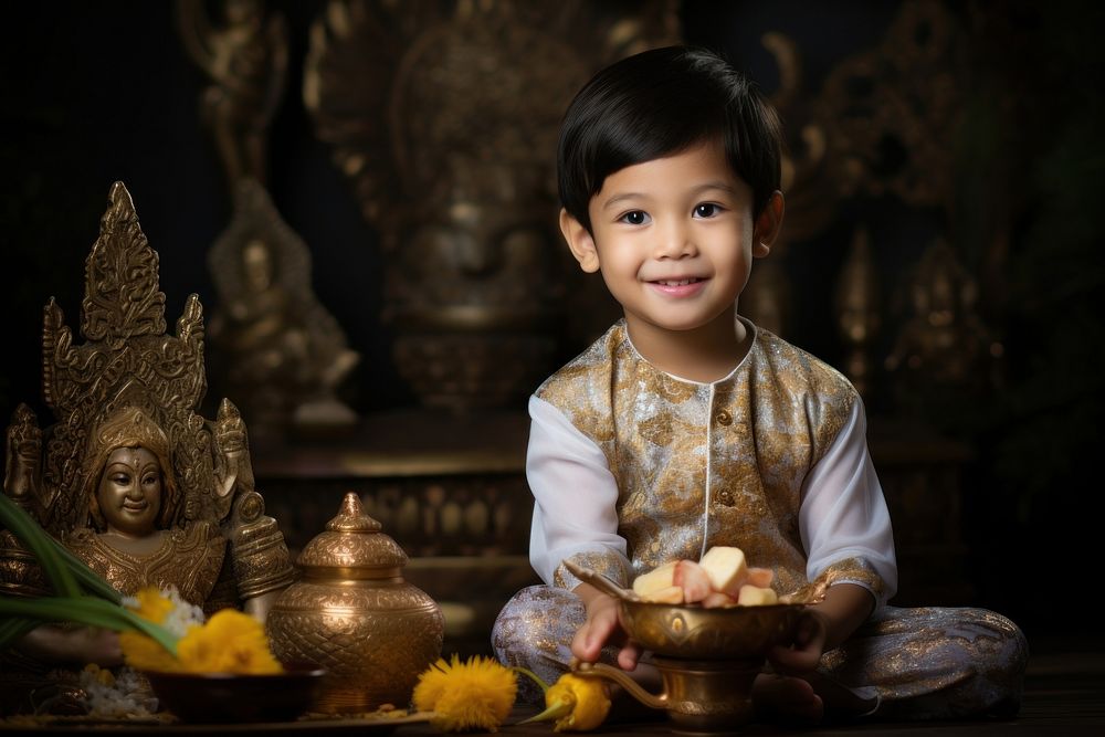 A little thai boy spirituality cross-legged celebration.