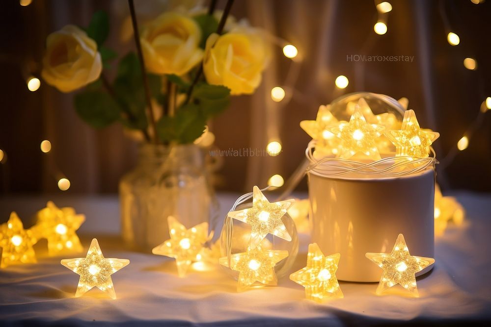  Star decoration lighting flower. AI generated Image by rawpixel.