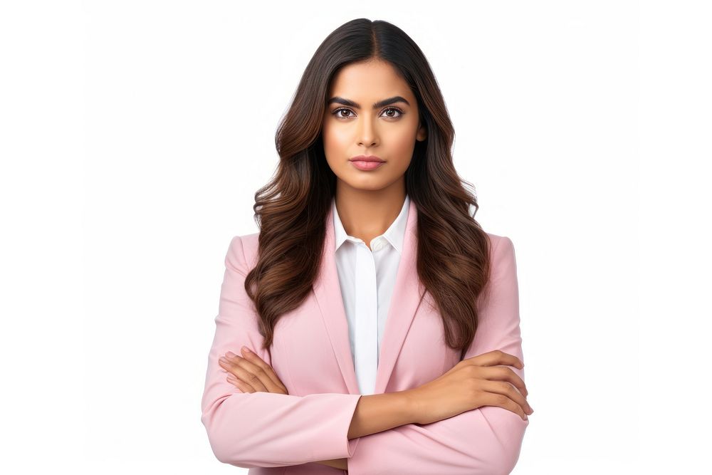 Young Indian business woman portrait adult pink.