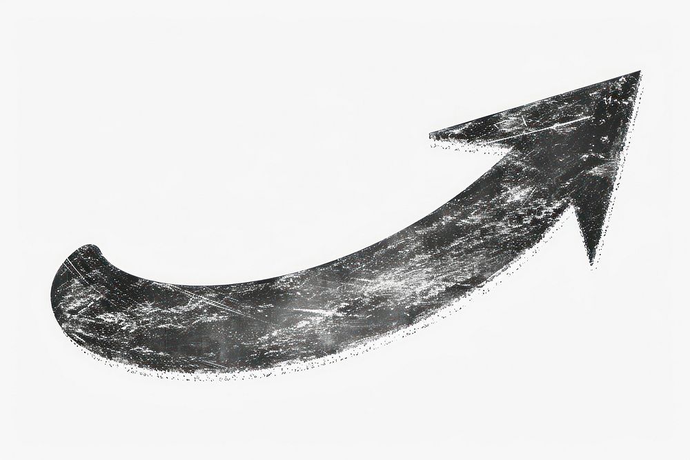 Curve arrow black line white background.