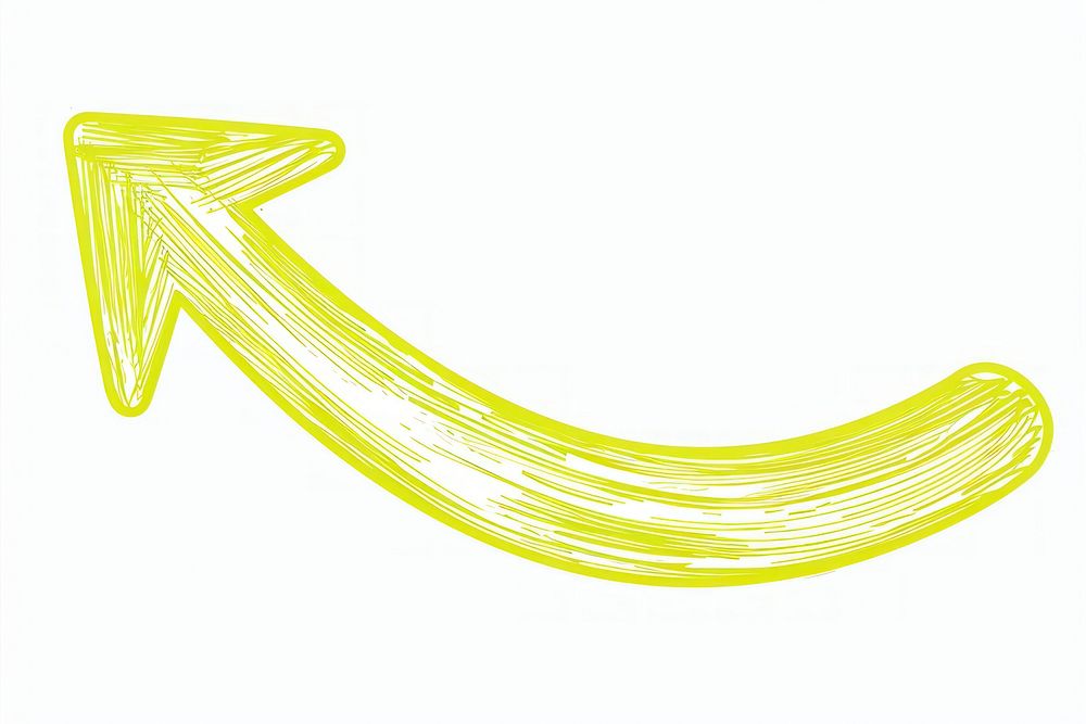Curve arrow drawing yellow sketch.
