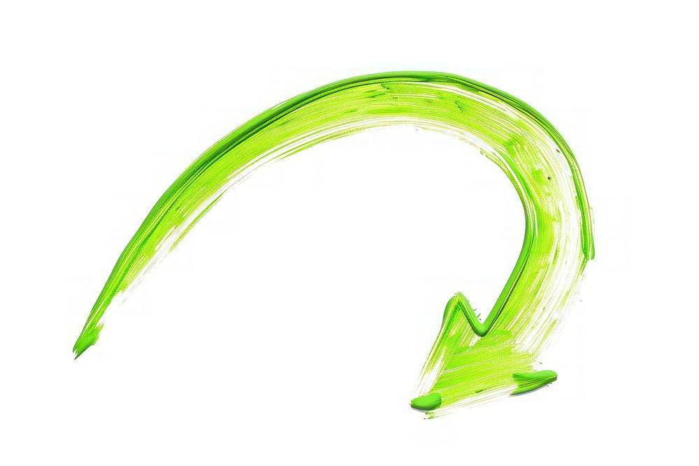Curve arrow green line white background.