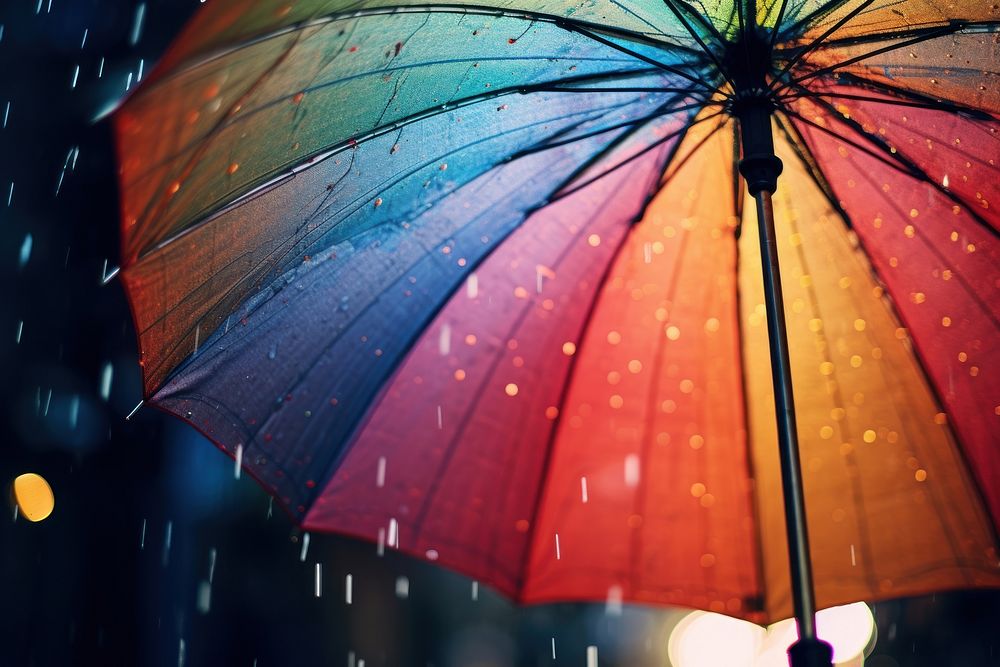 Rainbow Umbrella umbrella rain illuminated. AI generated Image by rawpixel.