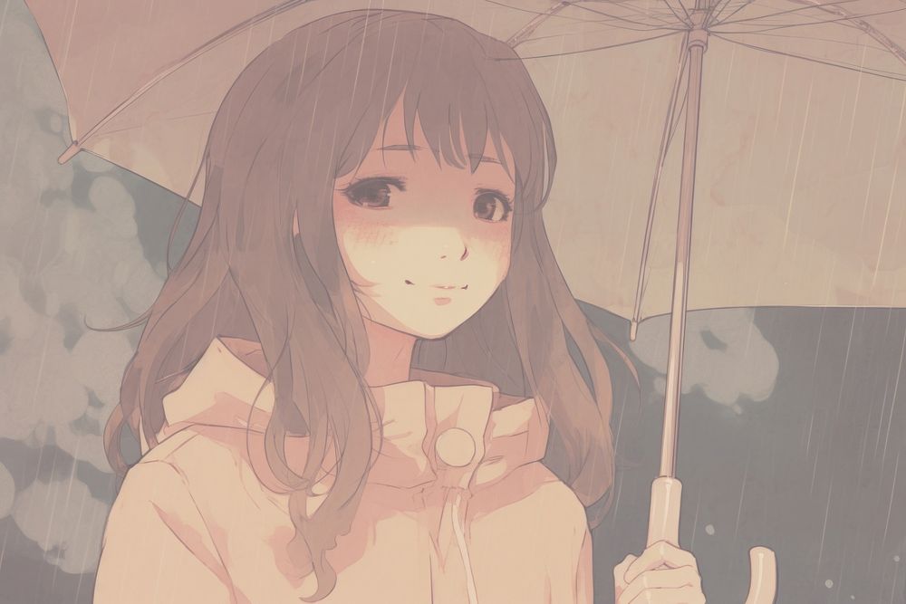 Umbrella Rain umbrella anime. AI generated Image by rawpixel.