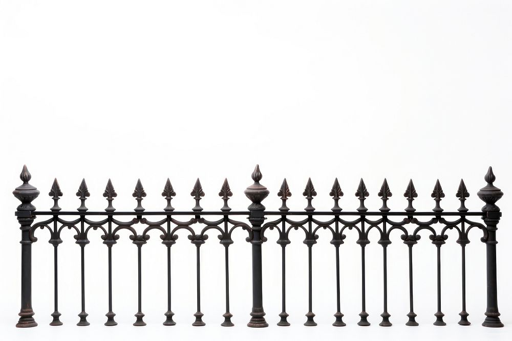 Iron fence gate white background architecture.