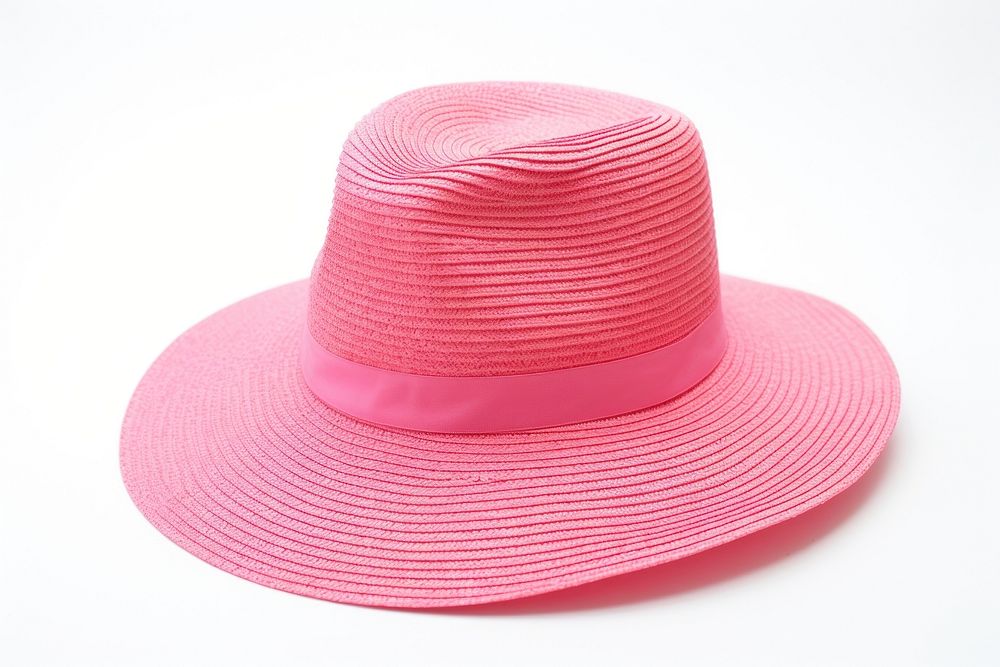 Pink summer beach hat white background headwear headgear.