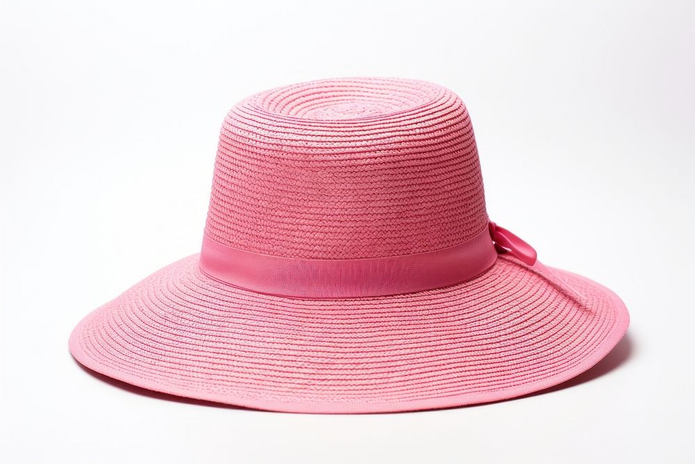 Pink summer beach hat white background headwear sombrero.