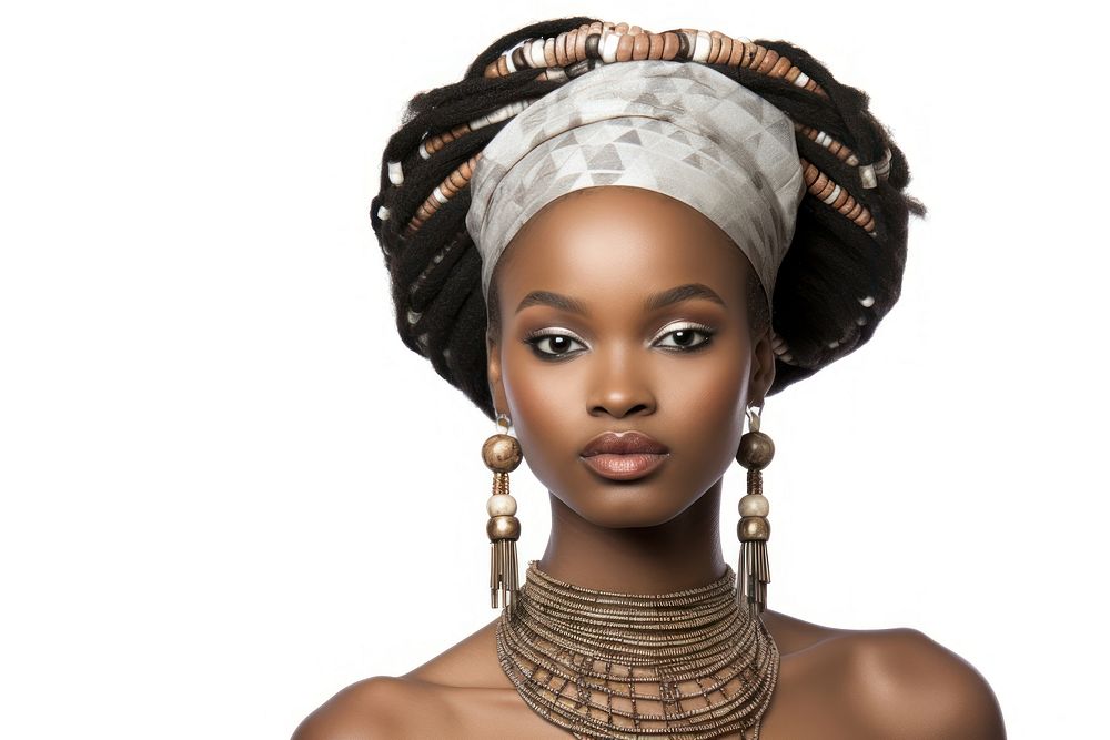 Africa princess portrait jewelry earring. AI generated Image by rawpixel.