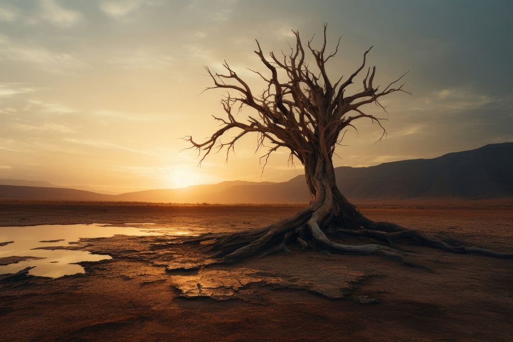 Dead Tree Desert tree landscape. AI generated Image by rawpixel.