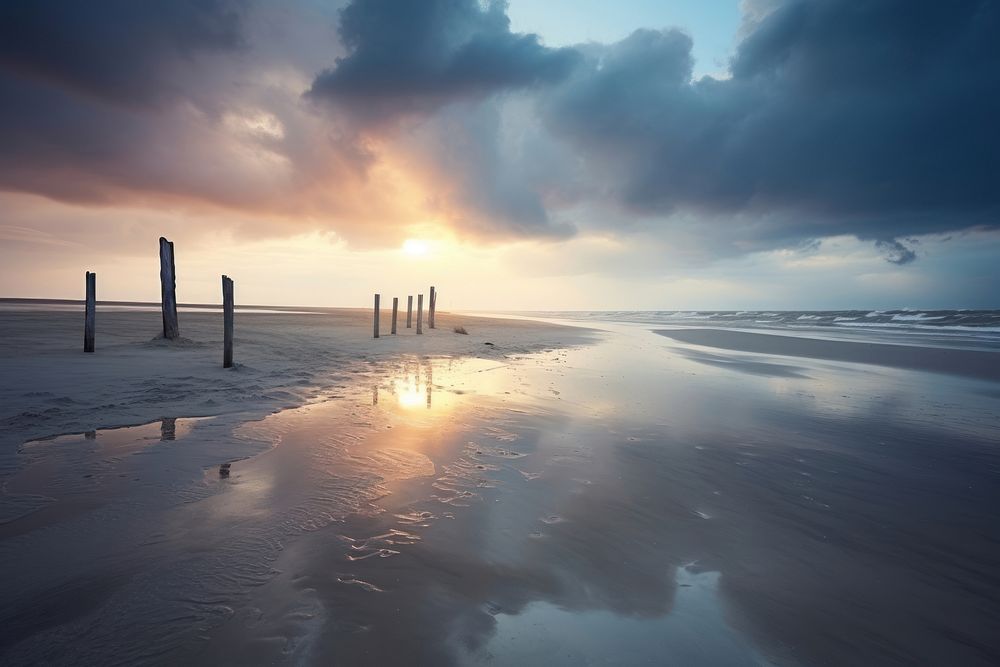 Schleswig-Holstein beach sun landscape. AI generated Image by rawpixel.