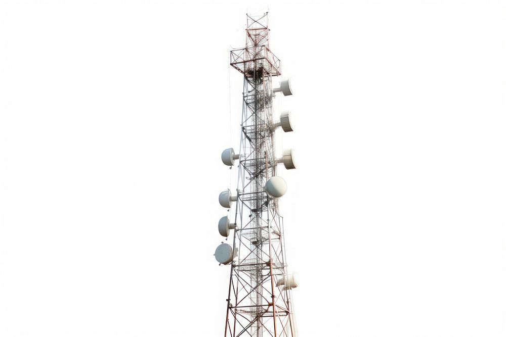 Telephone tower antenna white background architecture. AI generated Image by rawpixel.