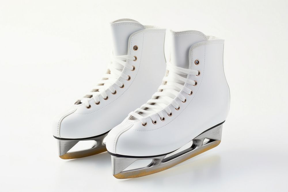 Figure skate footwear white shoe.