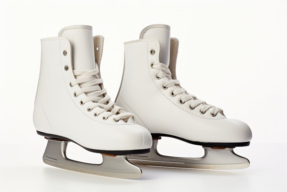 White Figure skate footwear shoe pair.