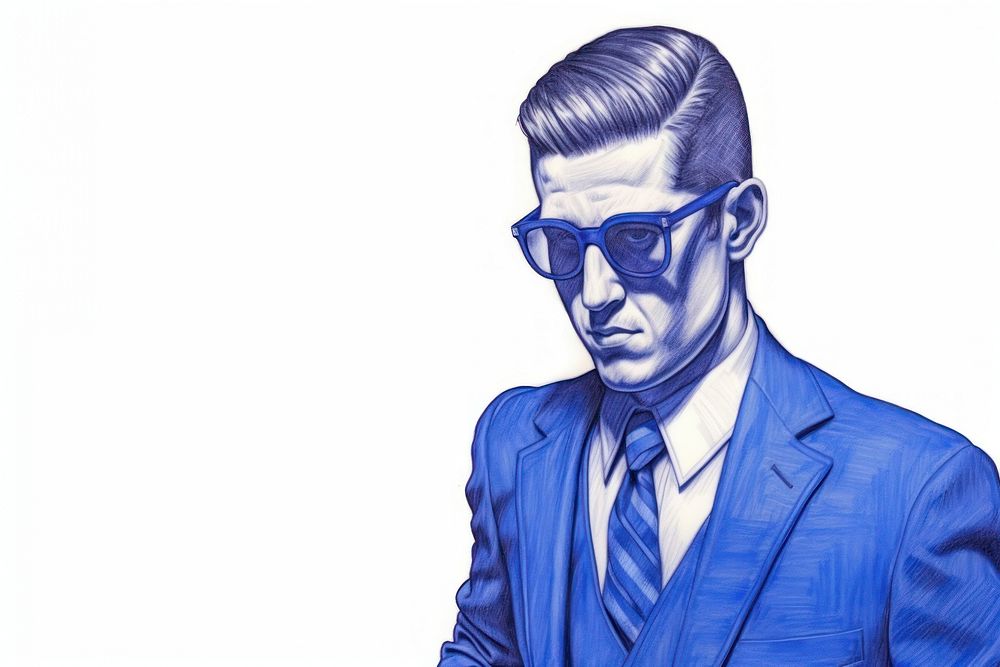 Drawing businessman sketch portrait glasses.