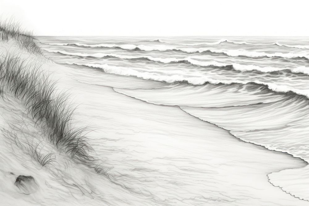  Beach drawing sketch tranquility. 
