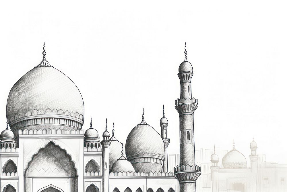  Ramadan drawing sketch architecture. AI generated Image by rawpixel.
