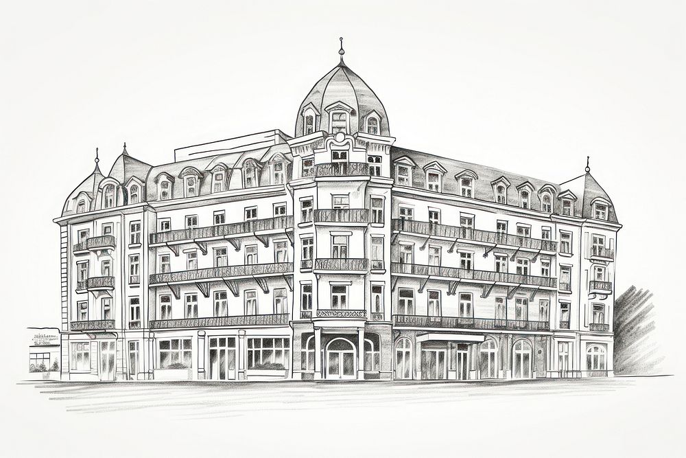  Hotel drawing sketch architecture. AI generated Image by rawpixel.